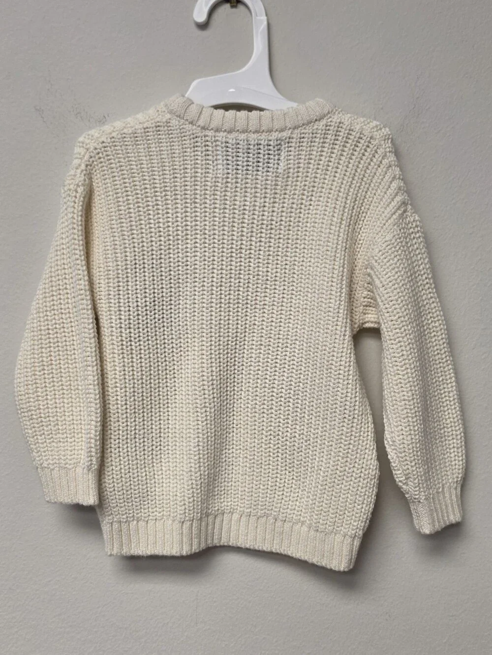Old Navy Little Firecracker Loose Unisex Knit Baby Sweater Cream 12 - 18 Months